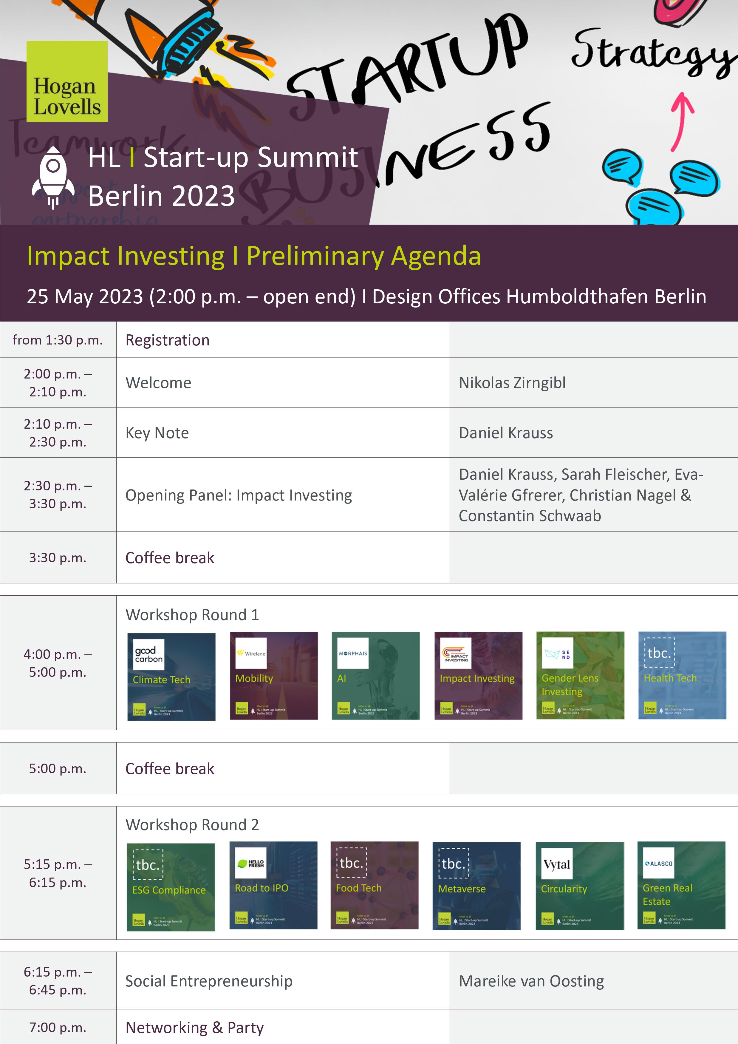 Startup Summit Agenda