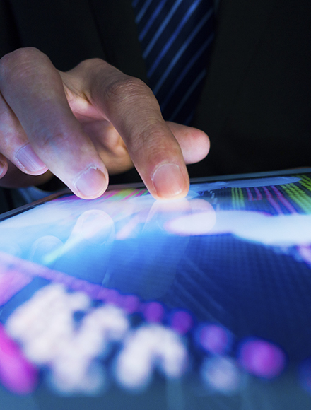 hand touching touch screen