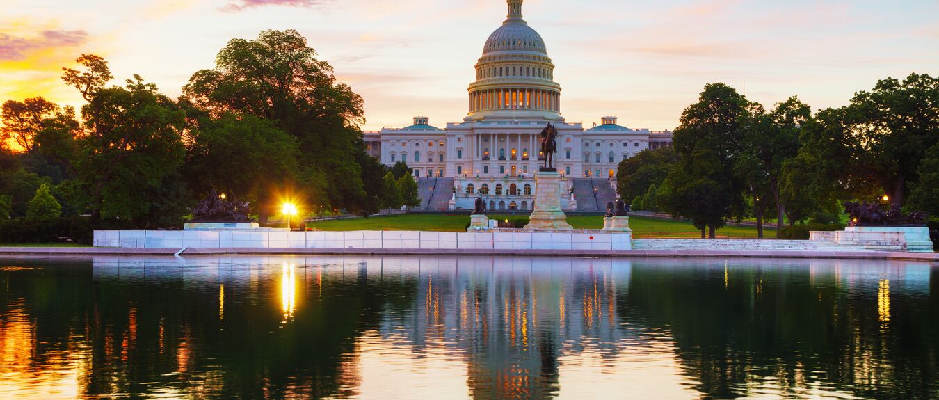 United States Capitol building in Washington, DC at sunrise