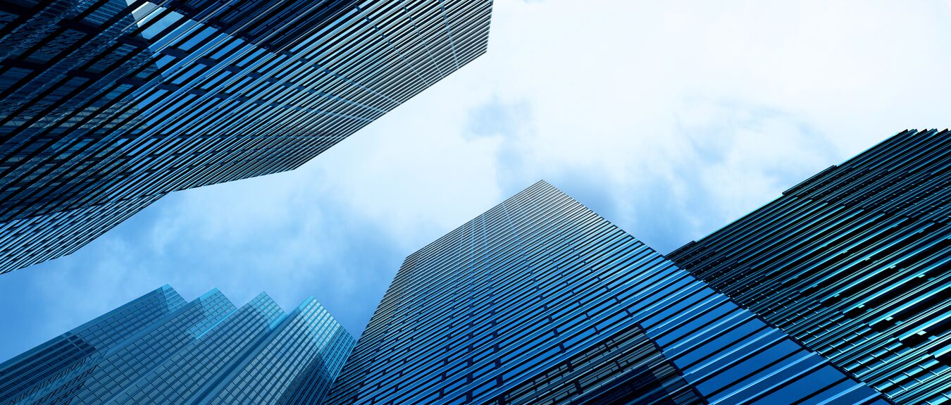 Modern building office, blue sky background